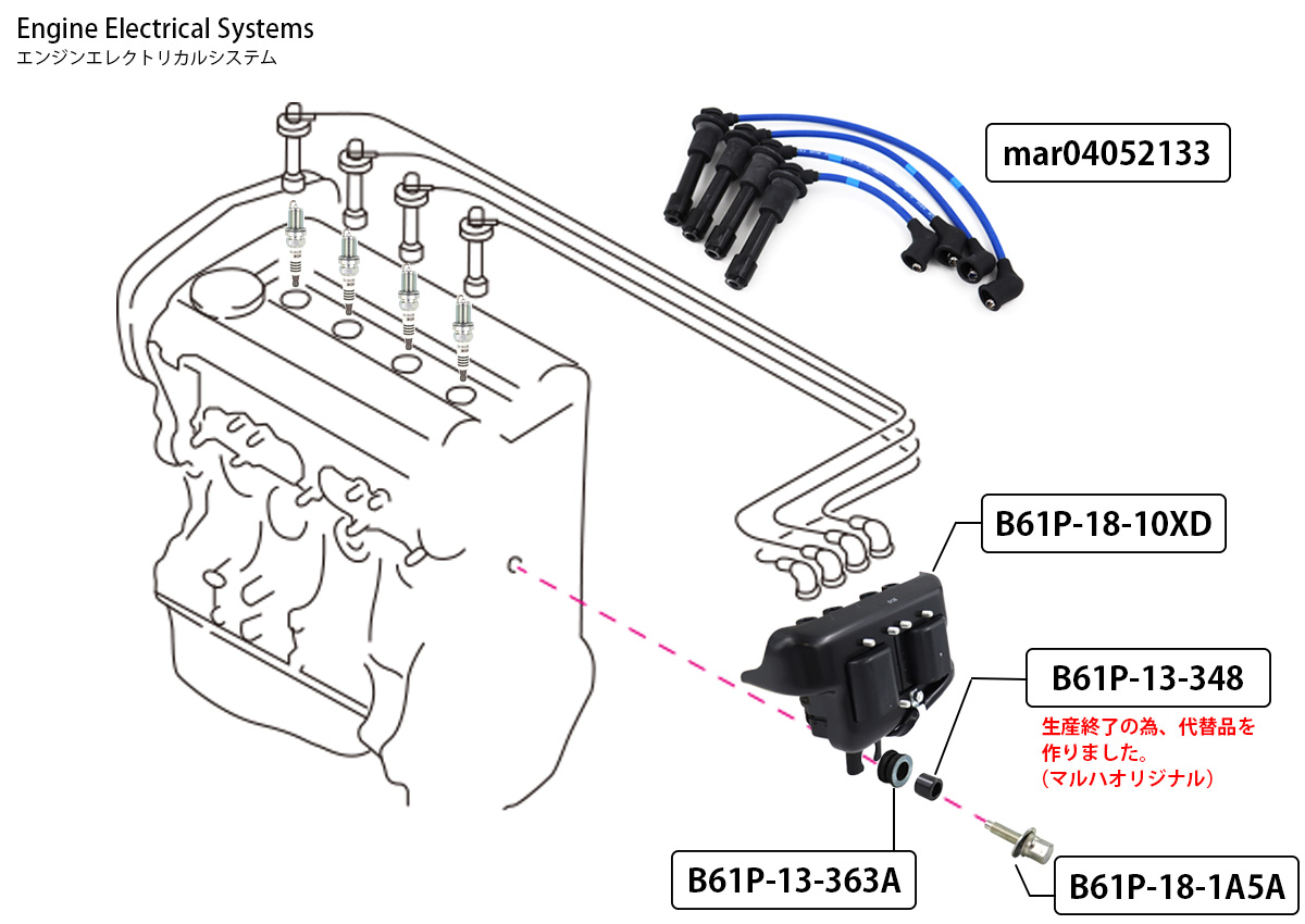 IGコイル（イグナイター別売り） NA6 B61P-18-10XD 関連部品