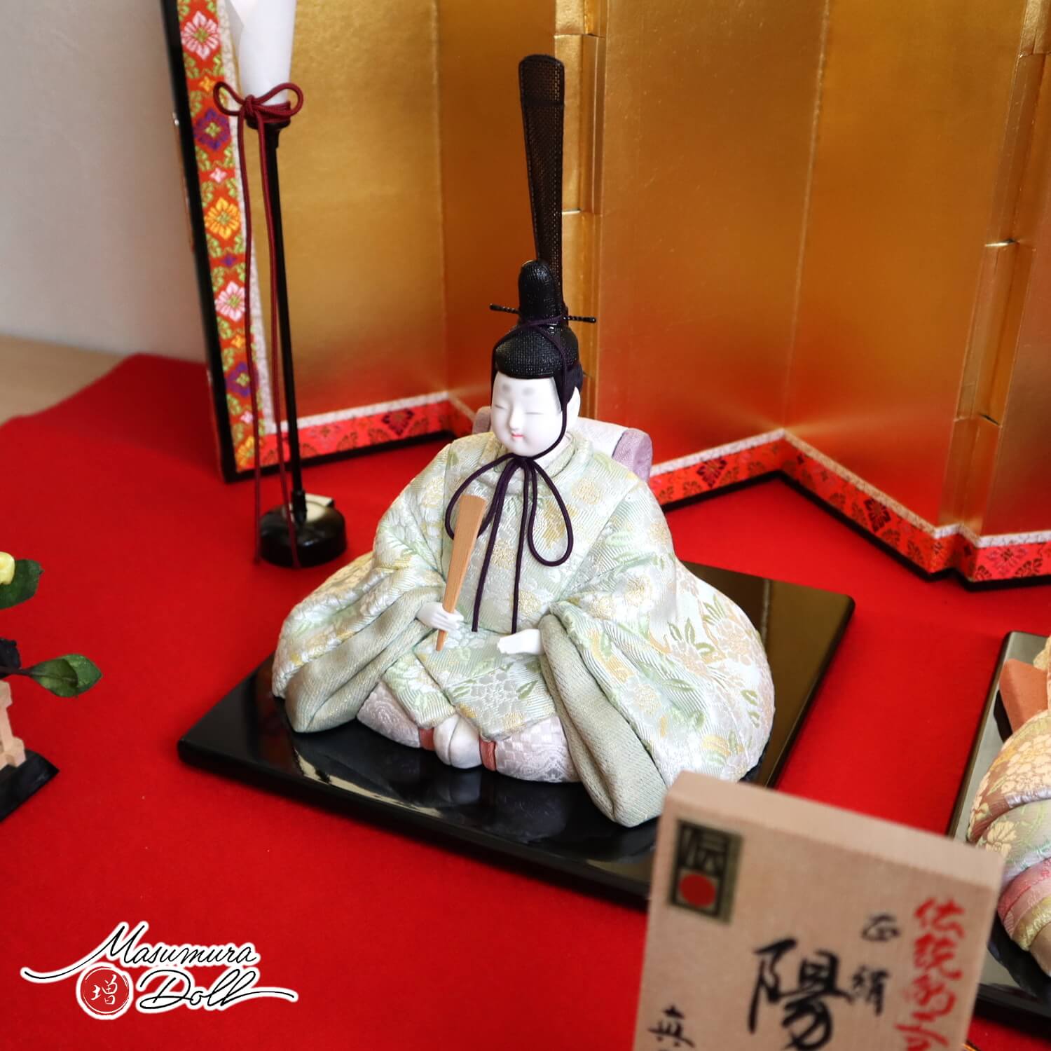 伝統的工芸品 三世・金林真多呂作 陽菜雛 屏風八曲箔押本仕立