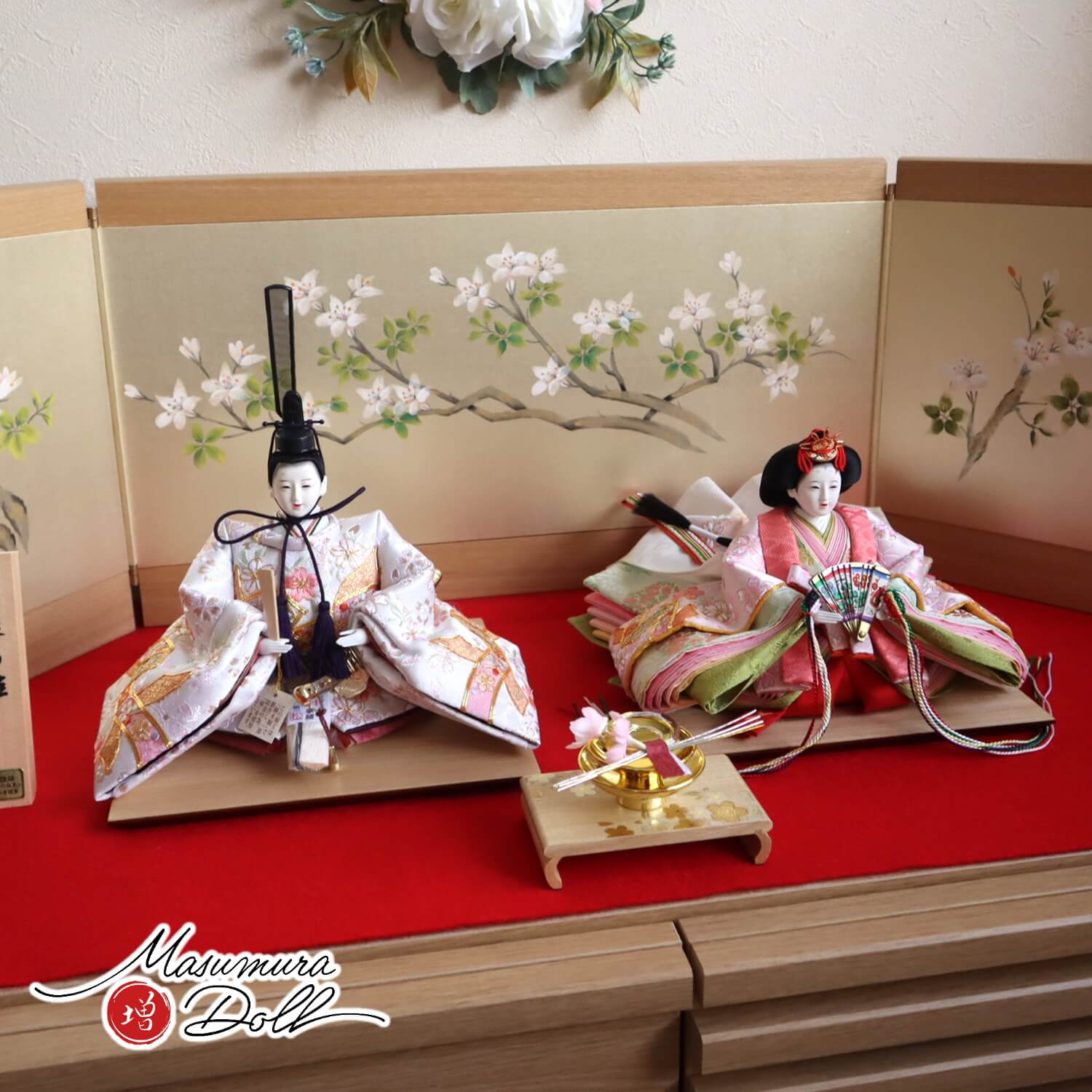 最新作 小出松寿作十一番 金彩京刺繍 金駒「桜刺繍と熨斗目に梅」宝永