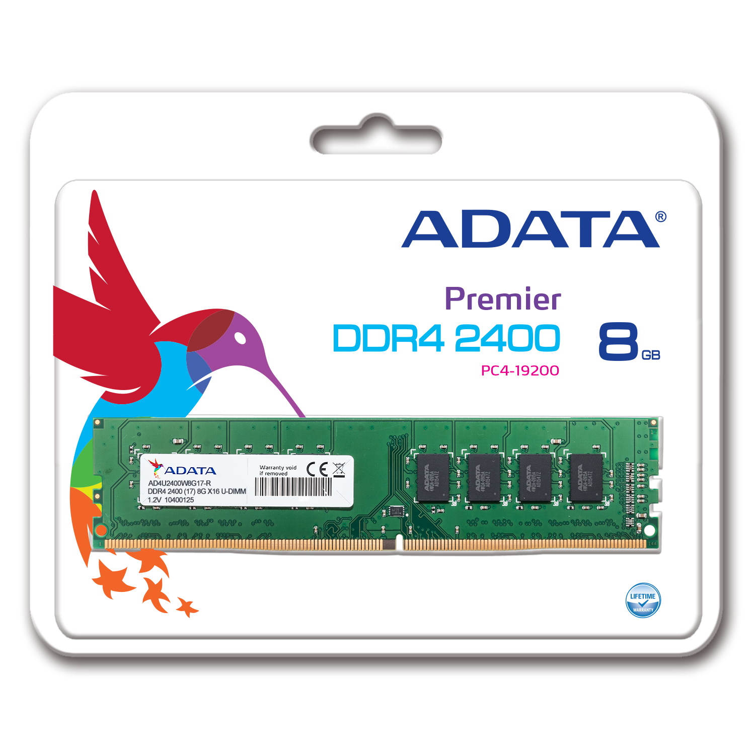 8GB AData DDR4 2400MHz PC4-19200 CL17 Desktop Memory Module 288 Pins