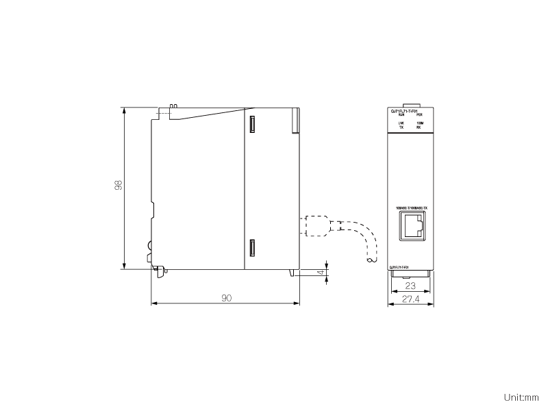 QJ71FL71-T-F01 ダウンロード(外形図・CAD) MELSEC-Q シーケンサ