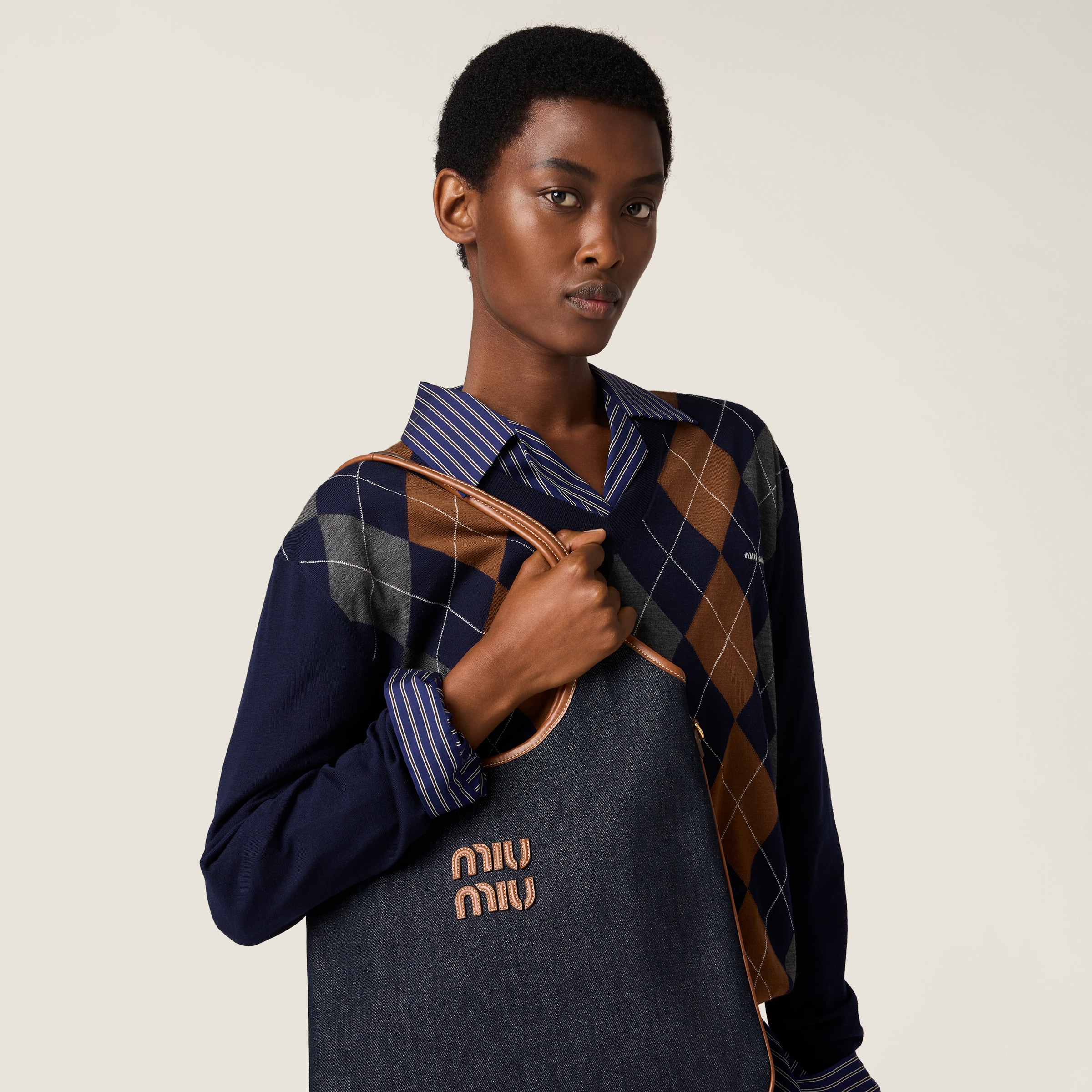 Blue/brandy Ivy Denim Bag | Miu Miu