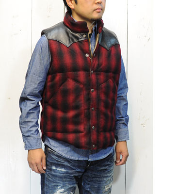 SUGAR CANE(シュガーケーン)ウールチェック・レザーヨークダウンベスト