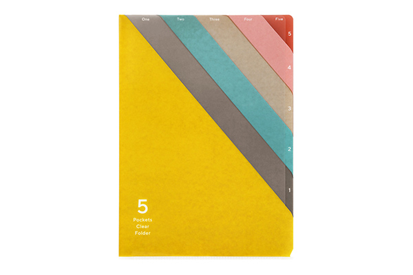 クリアファイル｜5ポケットクリアホルダー＜A4＞ ストライプ柄 黄