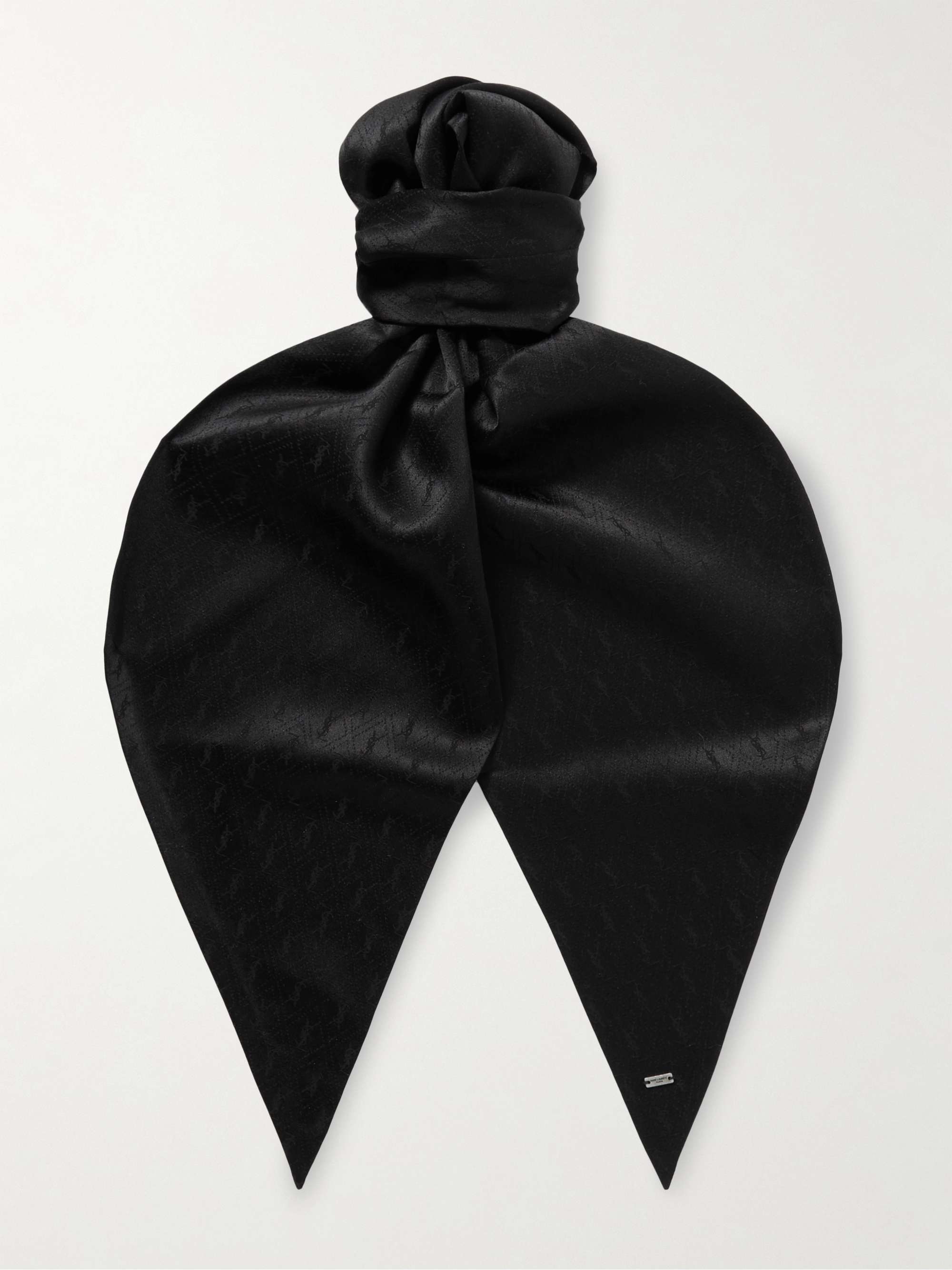 SAINT LAURENT Logo-Embroidered Silk-Jacquard Scarf for Men | MR PORTER