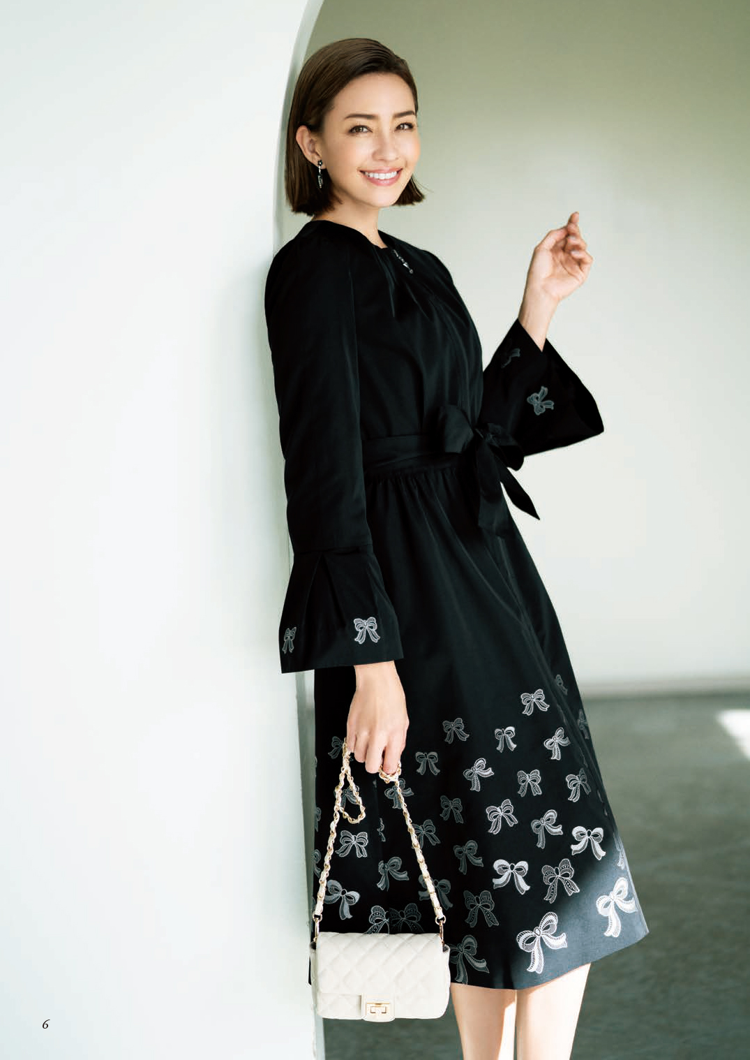 エムズグレイシー 袖ニットウエストグログランリボンお花柄モチーフ