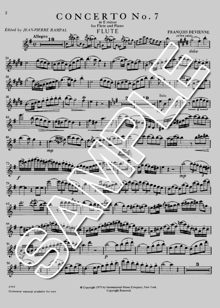 ムラマツフルート｜CONCERTO NO.7 E-MOLL (ED.RAMPAL): 楽譜