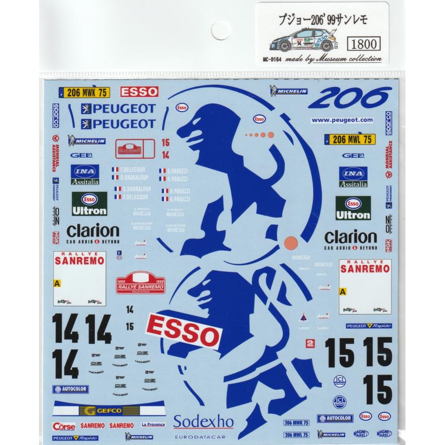 1/24プジョー206 '99サンレモデカール - ミュージアムコレクション