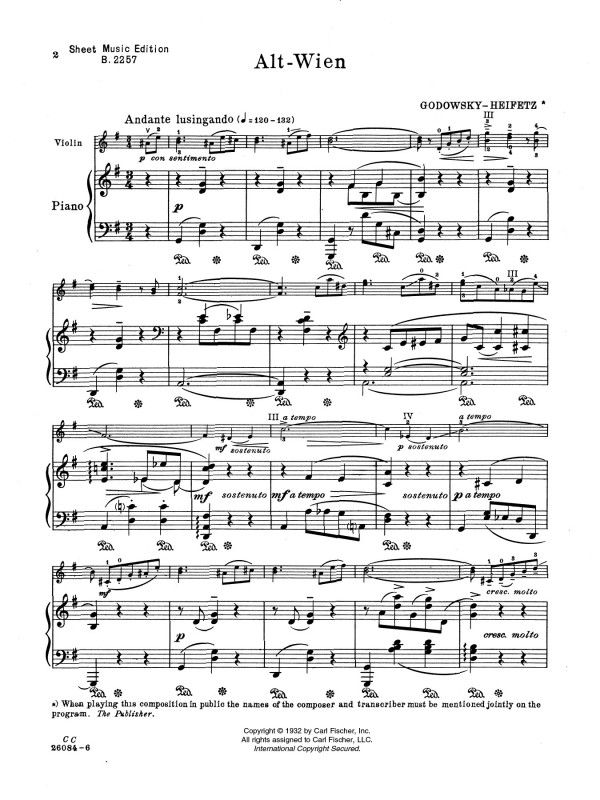 古きウィーン（レオポルド・ゴドフスキー）（ヴァイオリン+ピアノ