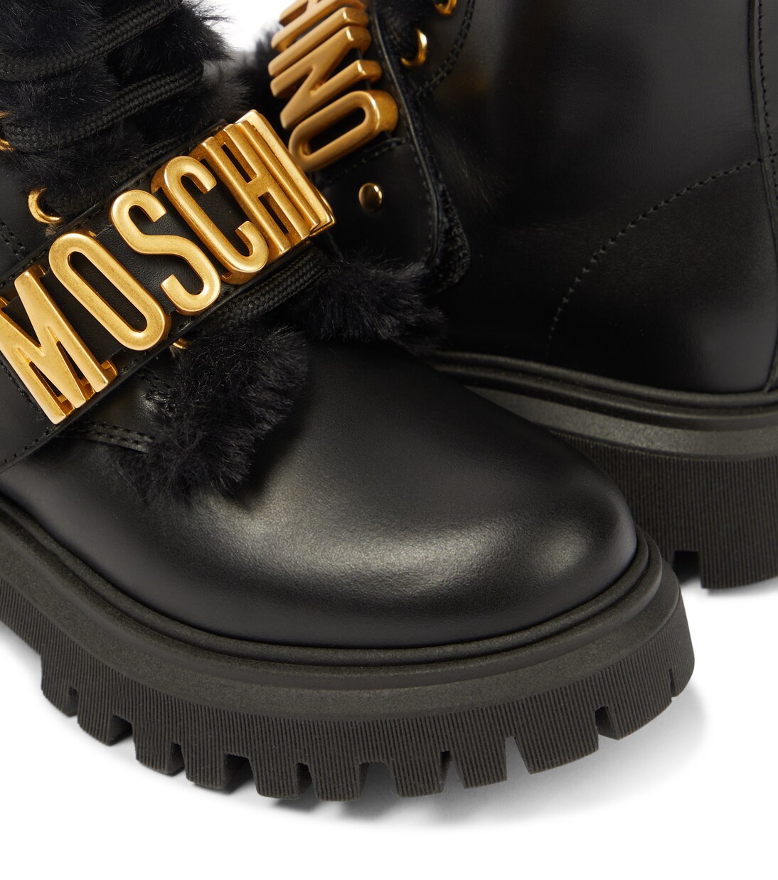 Logo leather boots in black - Moschino Kids | Mytheresa