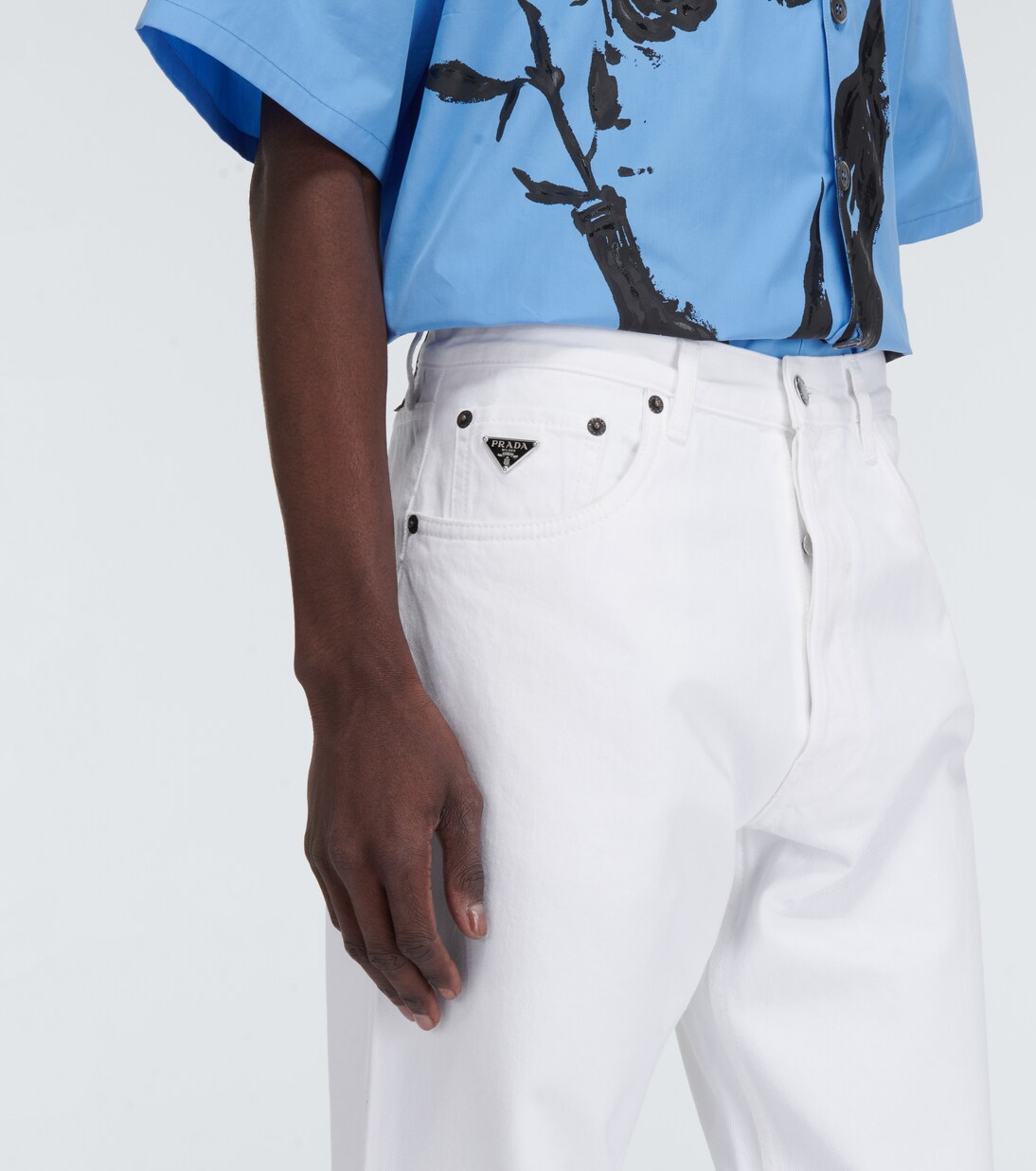 Mid-rise straight jeans in white - Prada | Mytheresa