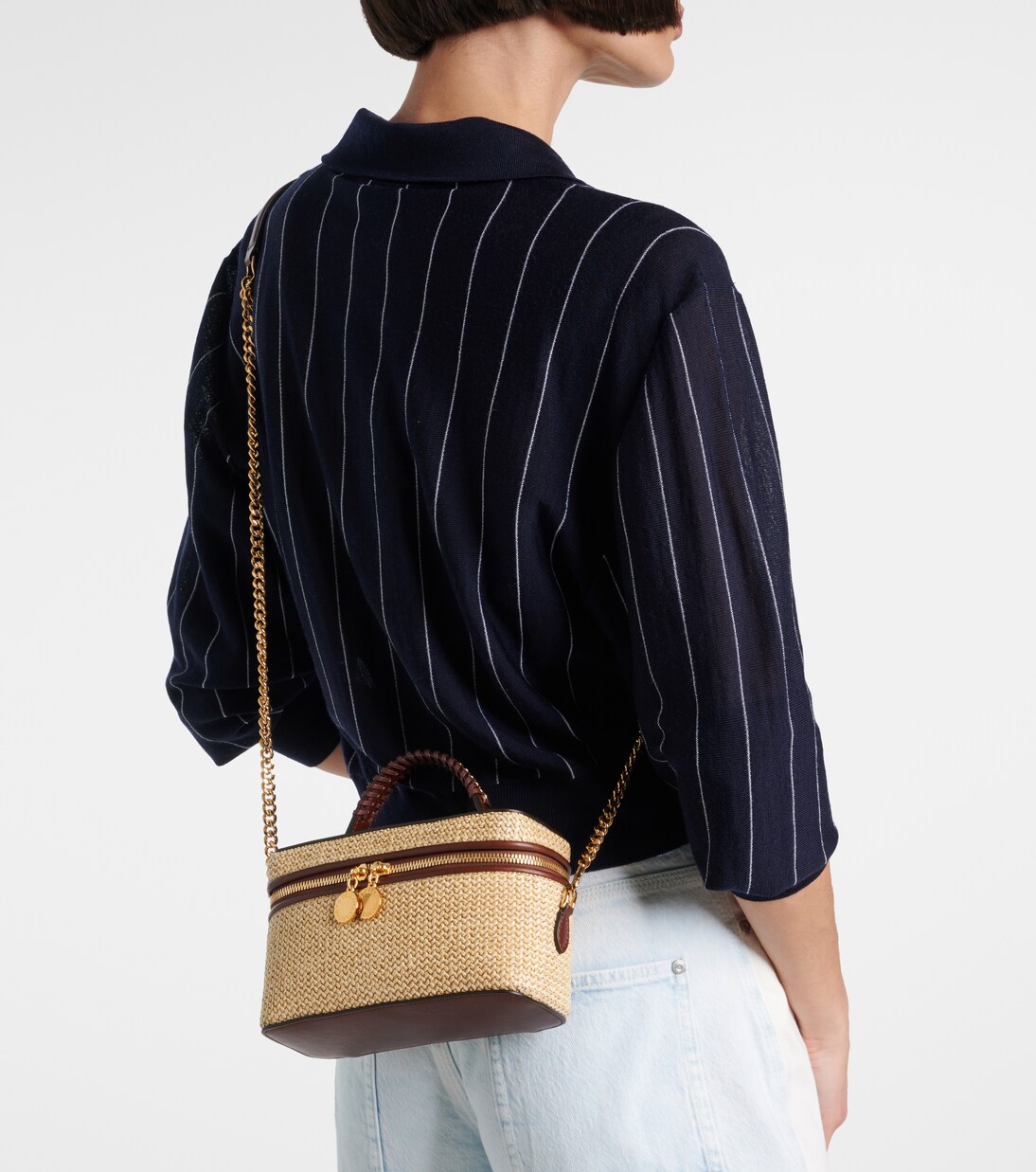 Falabella Mini raffia tote bag in beige - Stella Mc Cartney