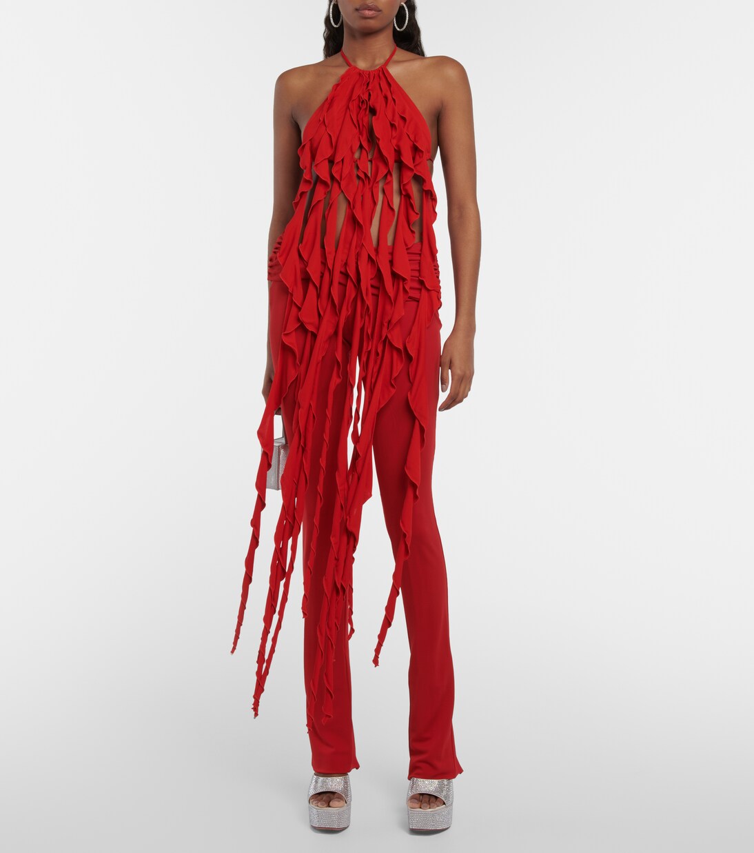 Dalida embellished platform mules in silver - Amina Muaddi | Mytheresa