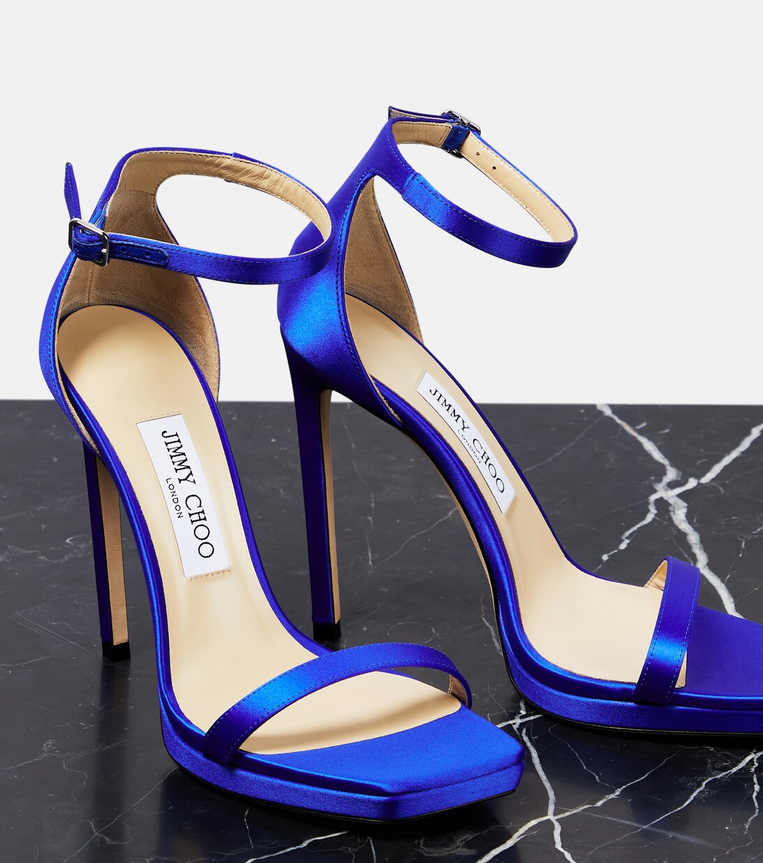 Alva 120 satin sandals in blue - Jimmy Choo | Mytheresa