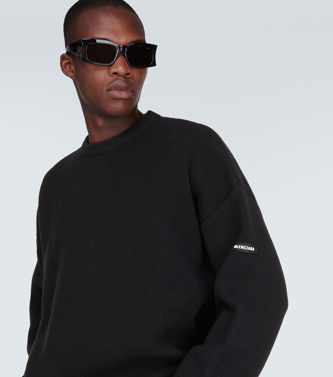 Oversized wool-blend sweater in black - Balenciaga | Mytheresa
