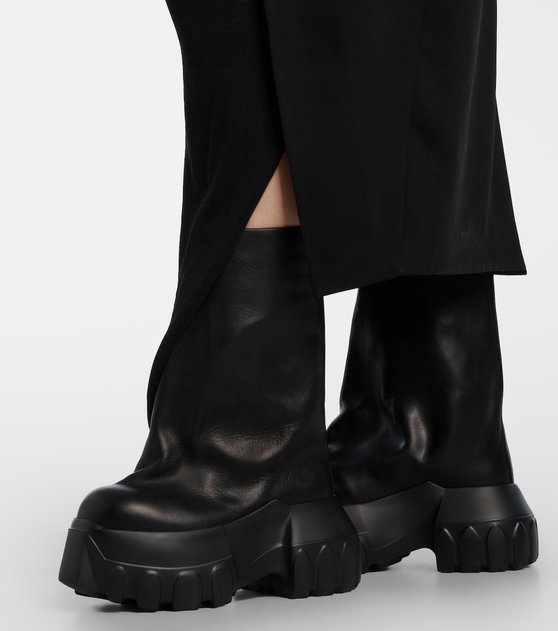 Mega Tractor leather mid-calf boots in black - Rick Owens | Mytheresa