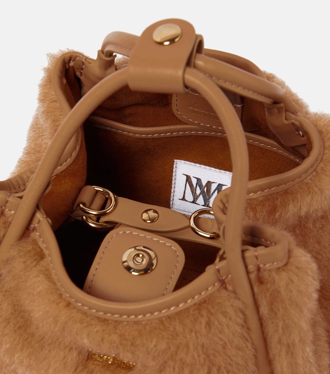 Marine Mini teddy tote bag in brown - Max Mara | Mytheresa