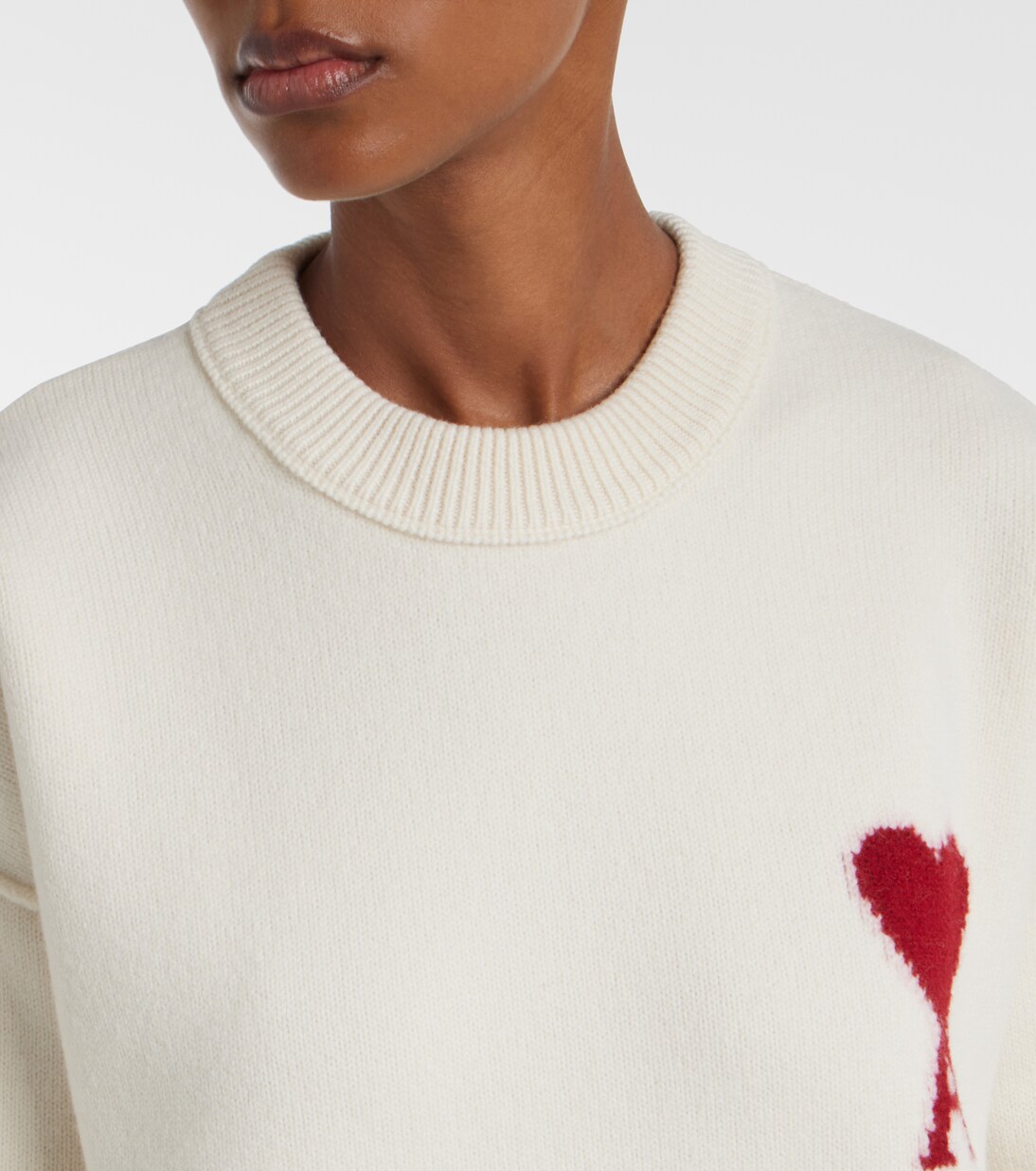 Ami de Cœur virgin wool sweater in white - Ami Paris | Mytheresa