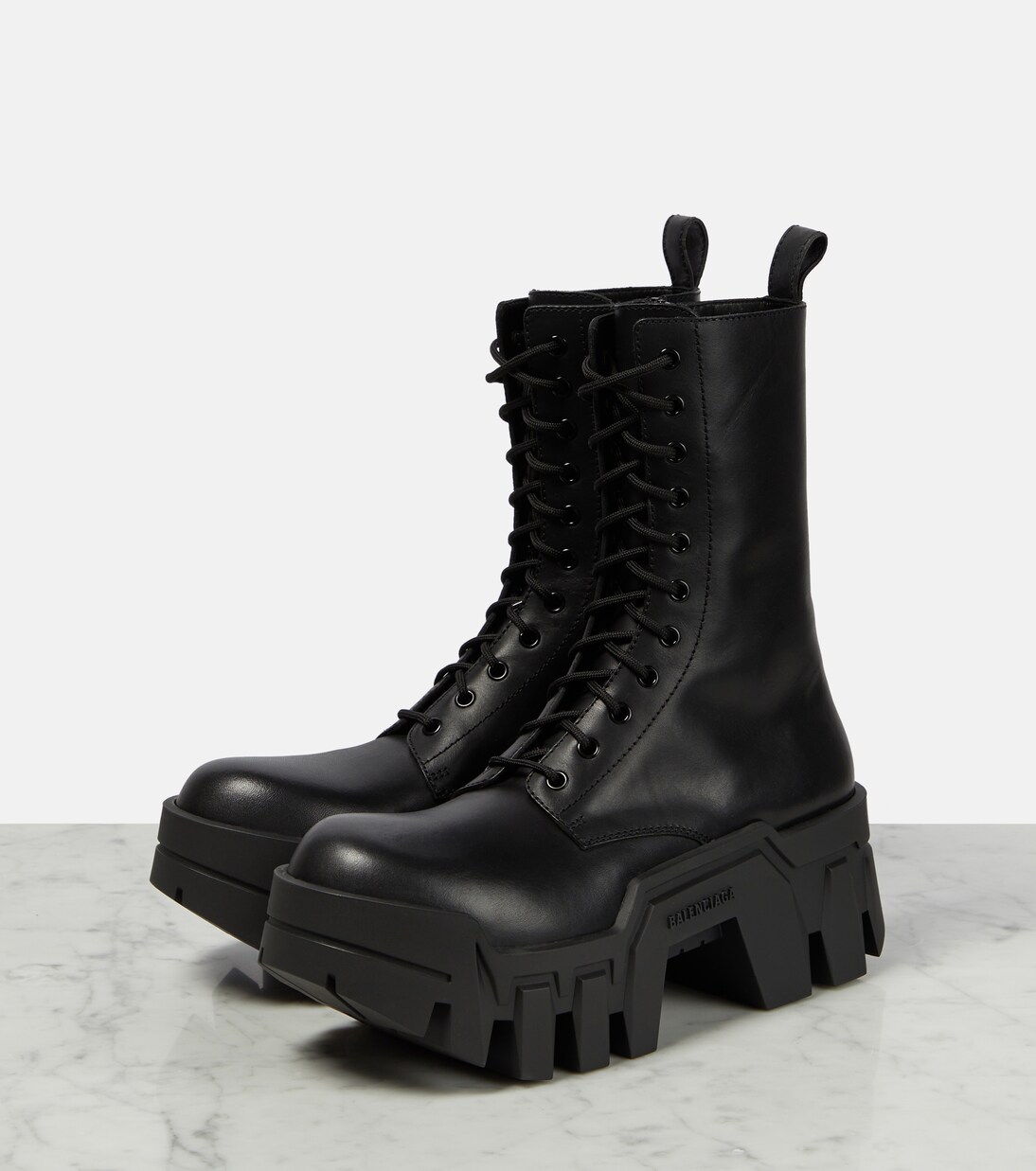Bulldozer lace-up leather ankle boots in black - Balenciaga