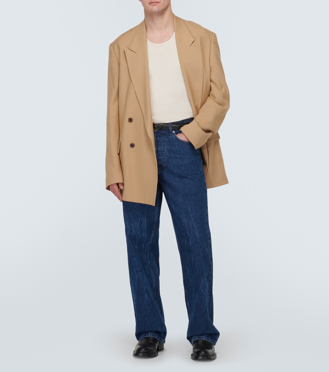 Marble-wash wide-leg jeans in blue - Dries Van Noten | Mytheresa