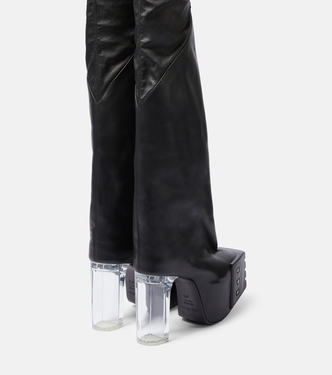 Platform leather over-the-knee boots in black - Rick Owens | Mytheresa