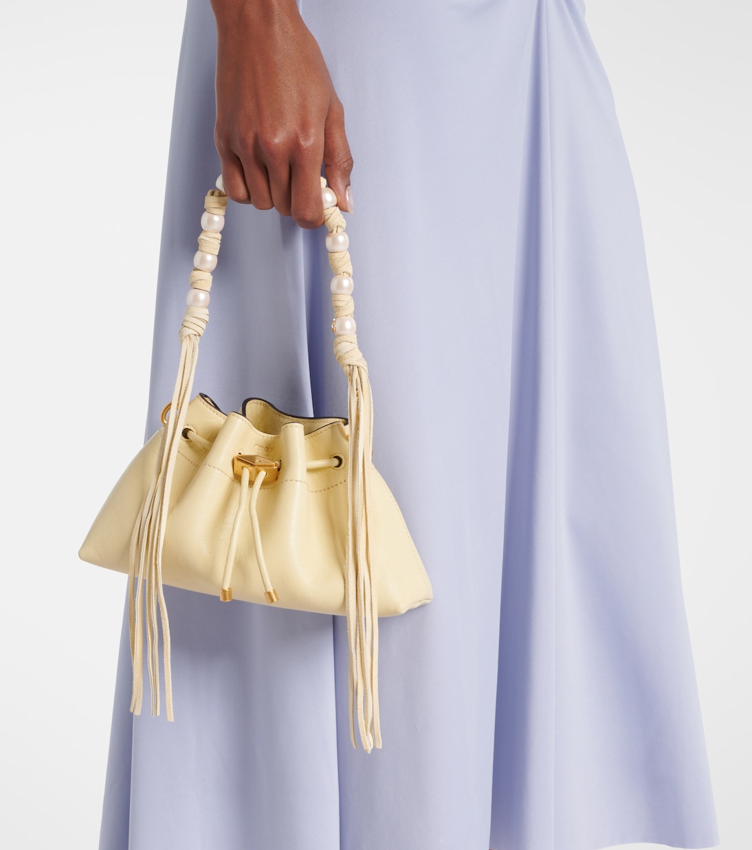 Cinch Small embellished leather tote bag in yellow - Jimmy Choo