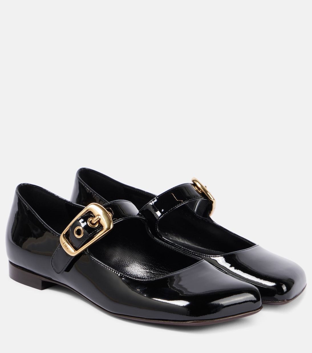 Polly patent leather Mary Jane flats in black - Chloe | Mytheresa