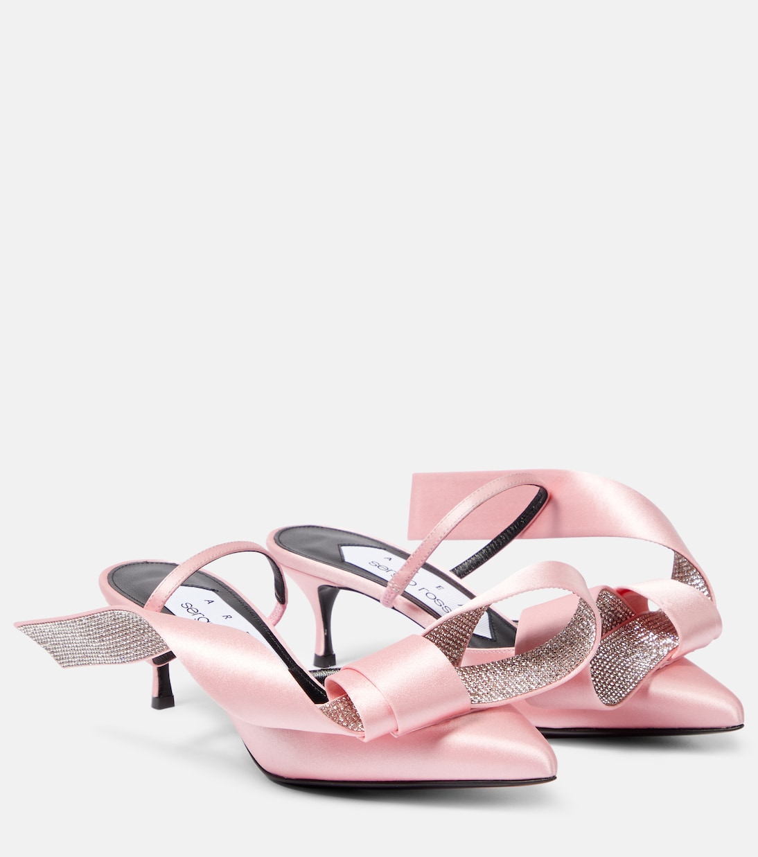 x Sergio Rossi Marquise crystal-embellished mules in pink - Area
