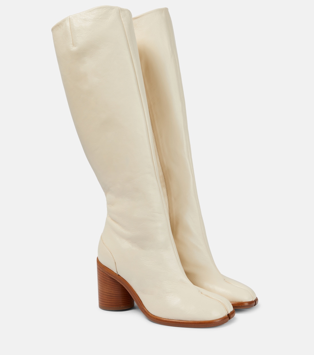 Tabi leather knee-high boots in white - Maison Margiela | Mytheresa