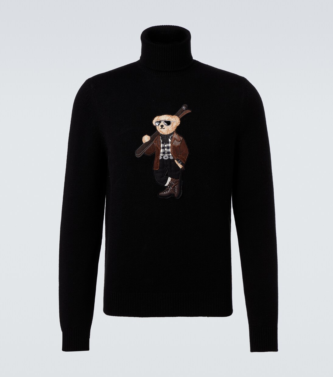 Embroidered cashmere turtleneck sweater in black - Ralph Lauren