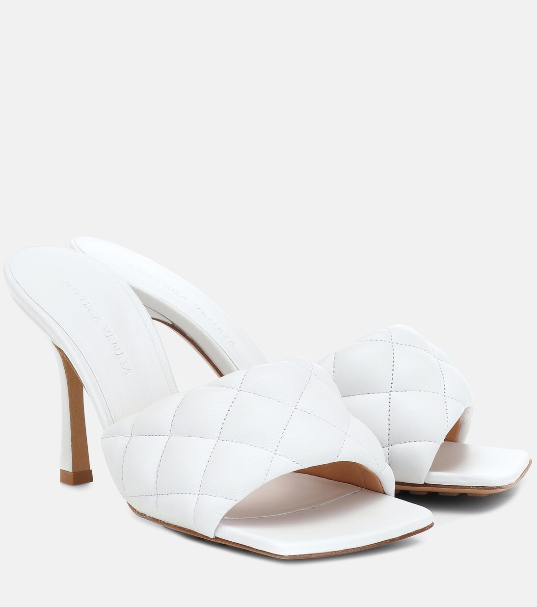 Padded leather mules in white - Bottega Veneta | Mytheresa