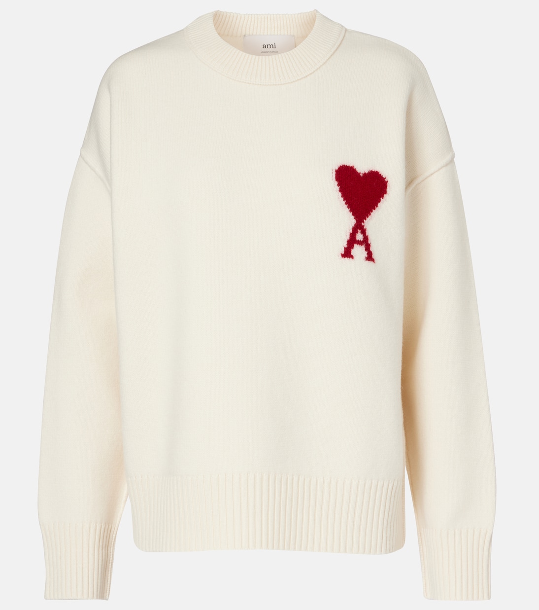 Ami de Cœur virgin wool sweater in white - Ami Paris | Mytheresa