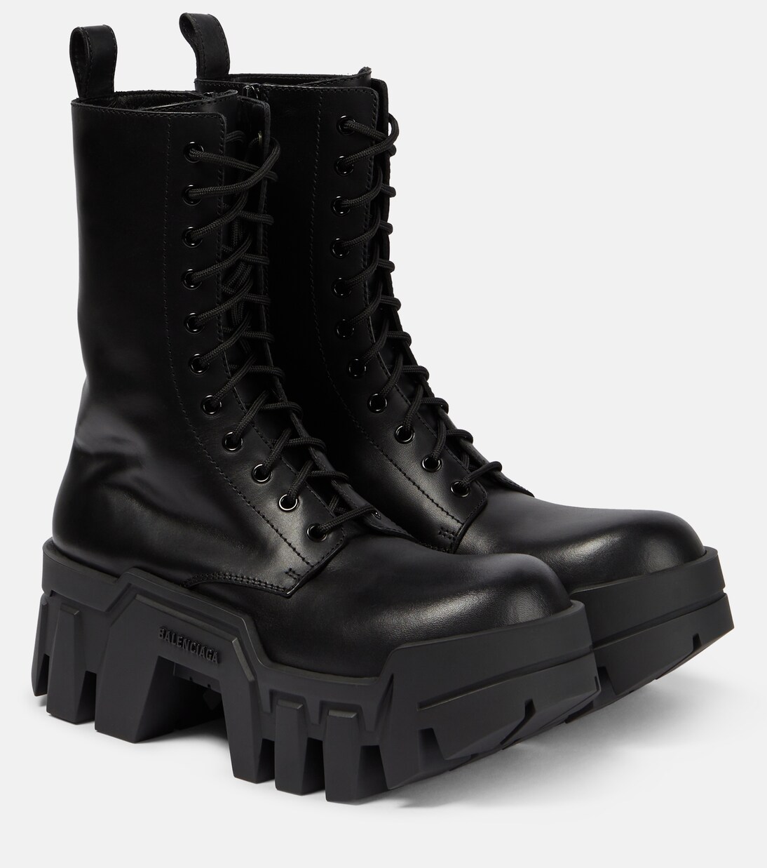 Bulldozer lace-up leather ankle boots in black - Balenciaga