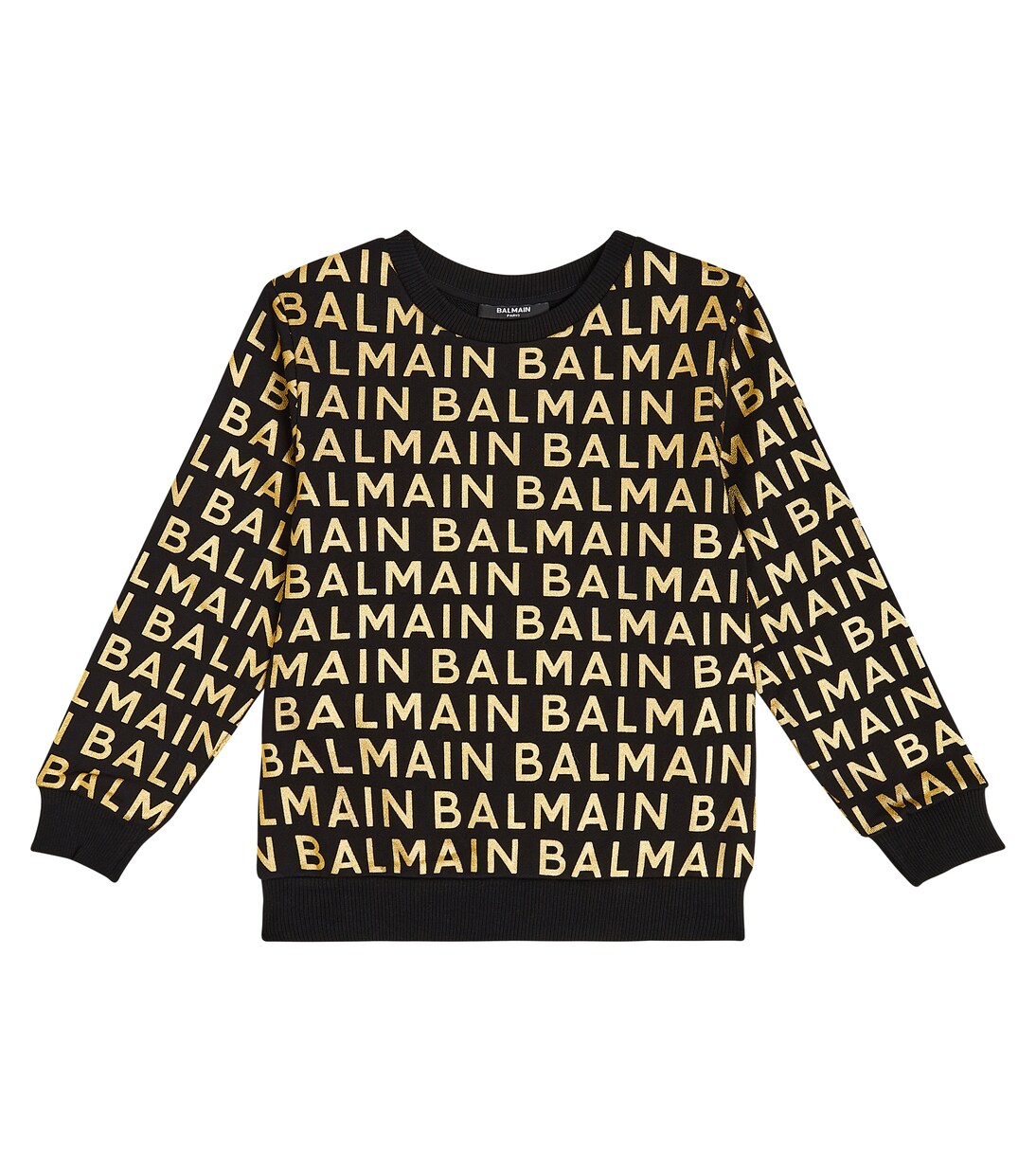 Logo printed cotton sweatshirt in black - Balmain Kids | Mytheresa