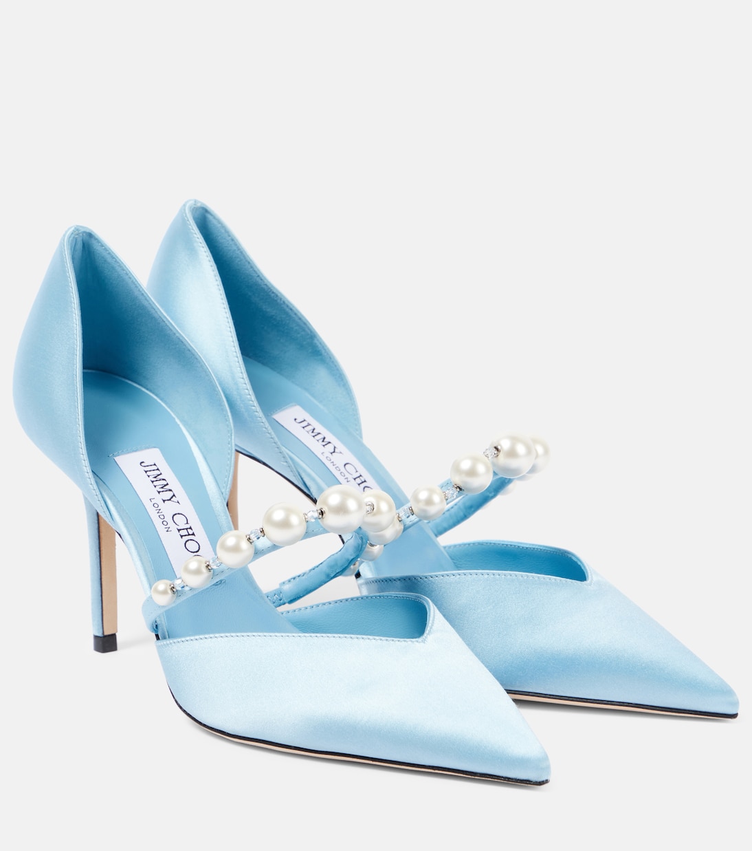 Aurelie 85 embellished satin pumps in blue - Jimmy Choo | Mytheresa