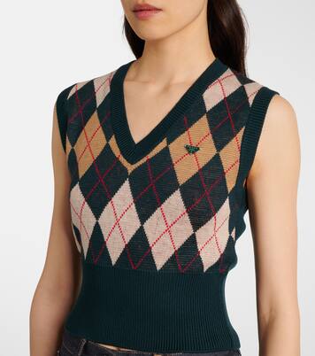 Argyle virgin wool sweater vest in multicoloured - Prada | Mytheresa