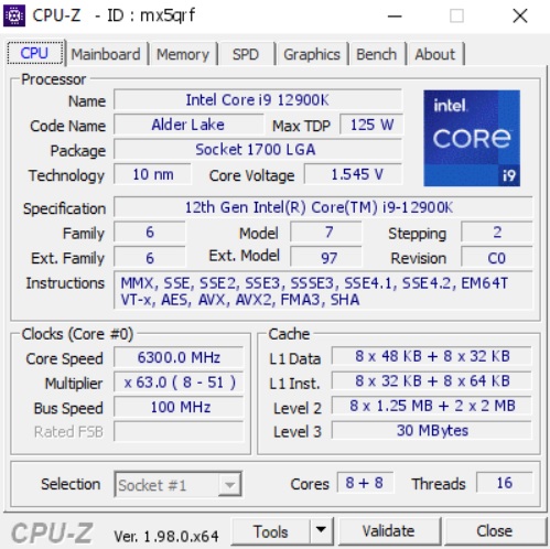 Overclocked Intel Core i9-12900K produces astonishing single