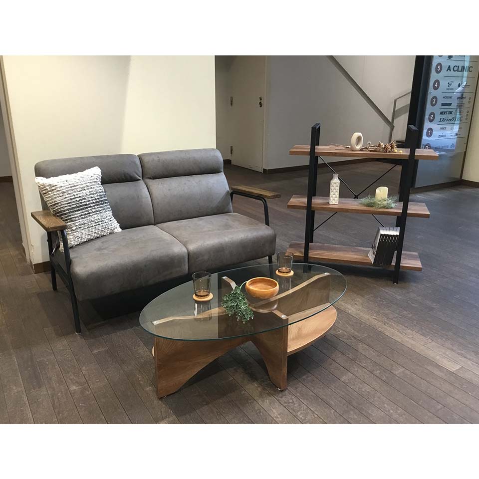 NOCE ガラス ローテーブル ノーチェ オーバル型ガラス天板センター