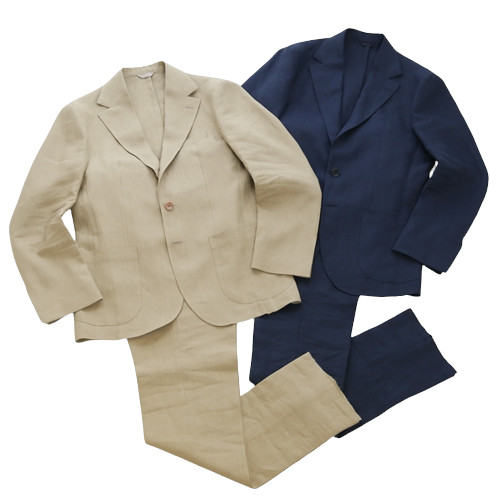 De Petrillo デ ペトリロ [春夏] スーツ リネン 1プリーツ 3B NUVOLA