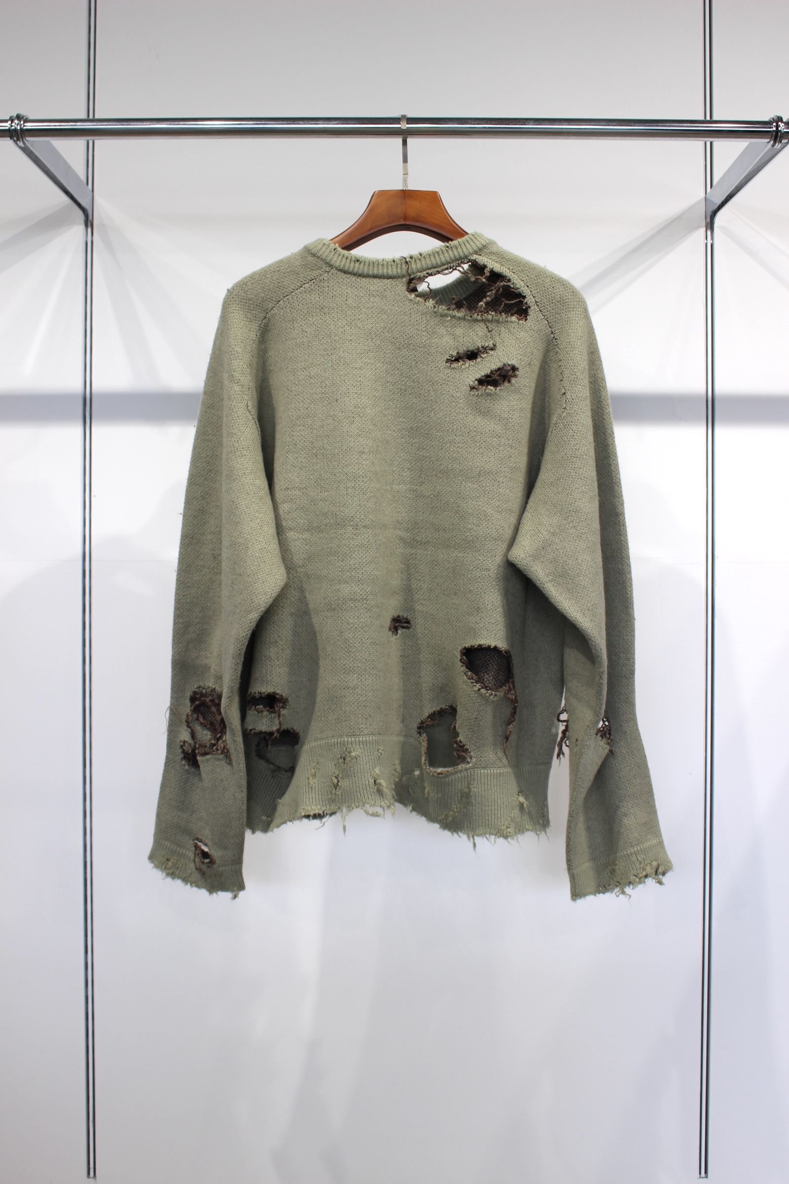 ANCELLM - DAMAGE KNIT | GREEN | ダメージニット | NapsNote