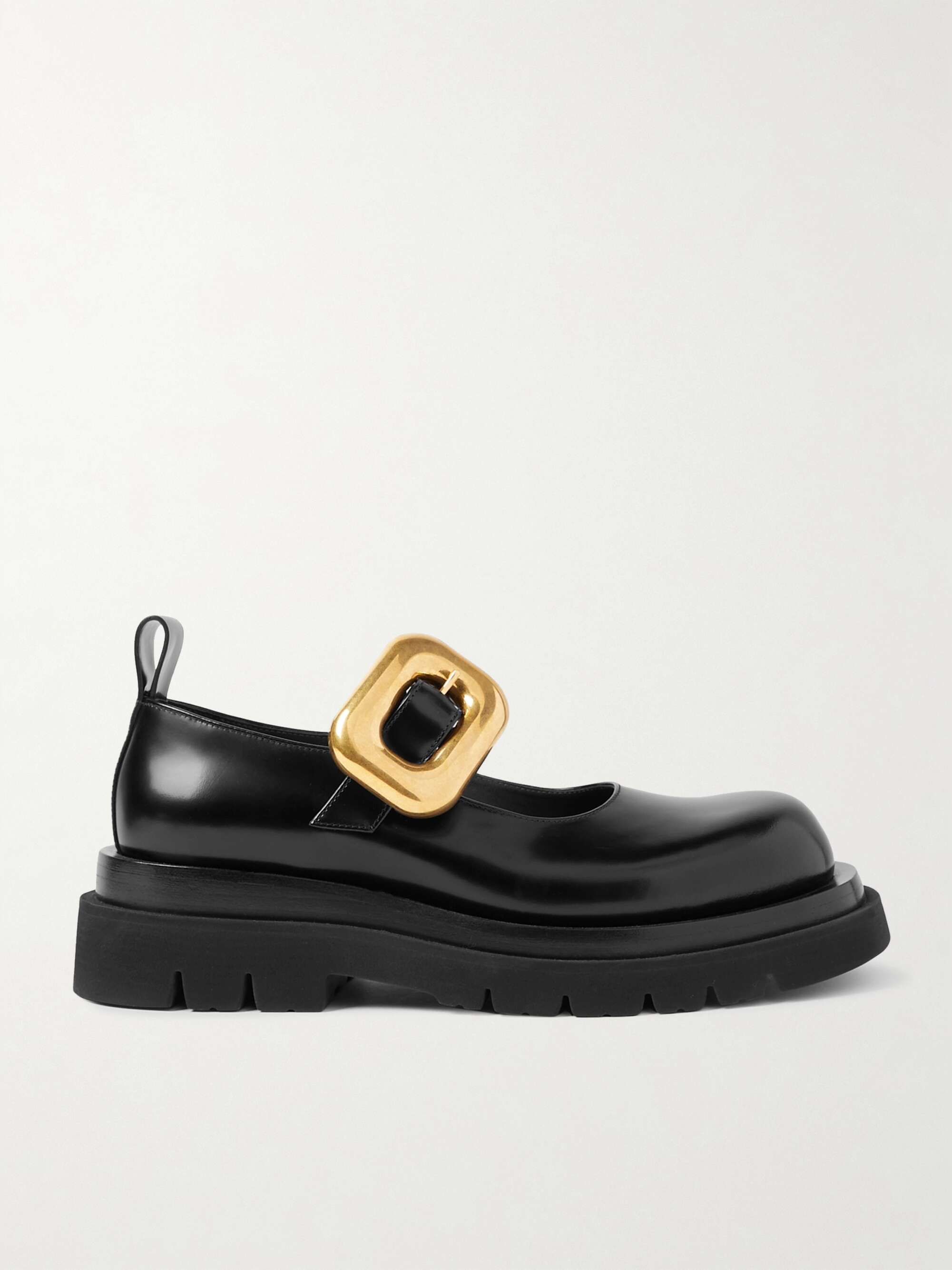 BOTTEGA VENETA Swell glossed-leather Mary Jane flats | NET-A-PORTER