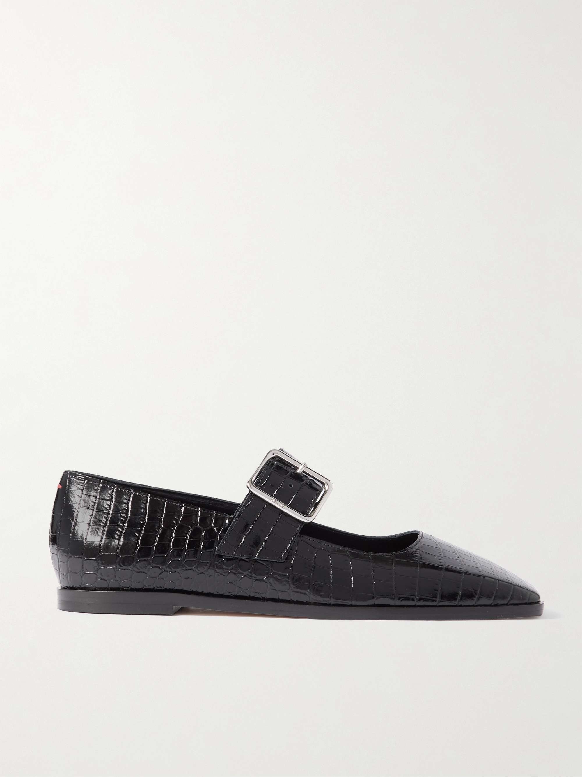 AEYDE Sunny croc-effect leather Mary Jane ballet flats | NET-A-PORTER