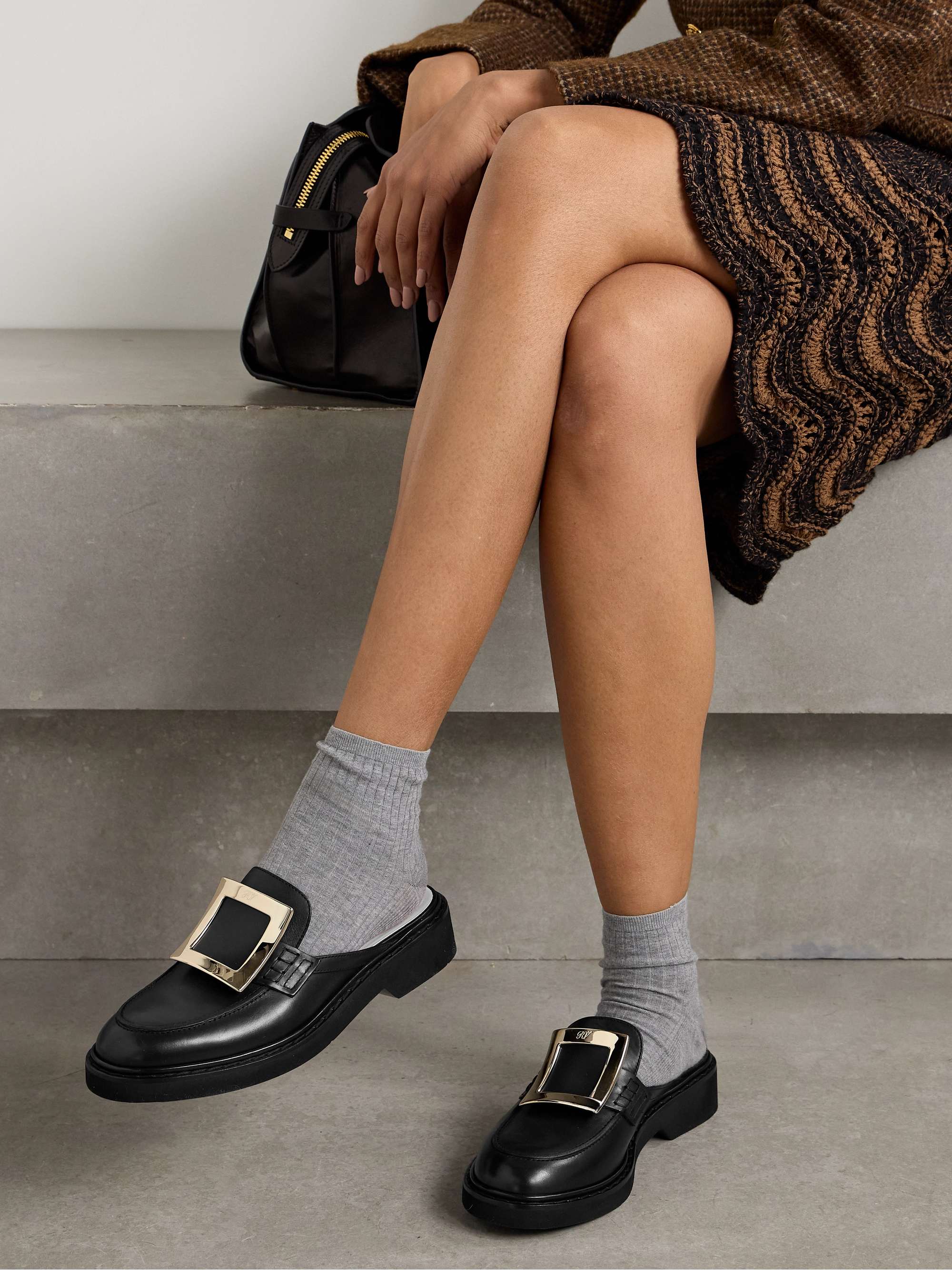 ROGER VIVIER Viv Rangers embellished leather slippers | NET-A-PORTER