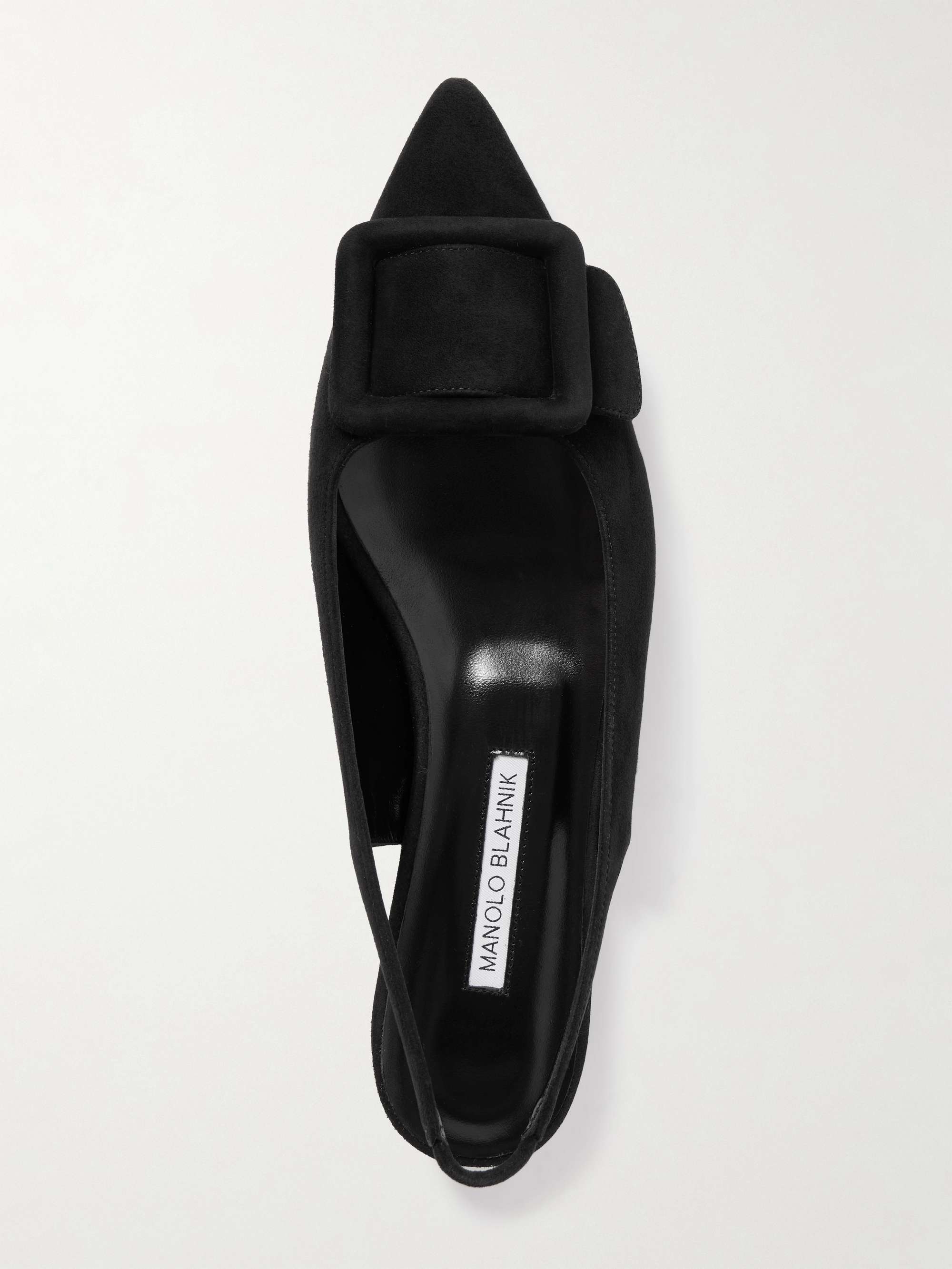 MANOLO BLAHNIK Maylura buckled suede slingback flats | NET-A-PORTER