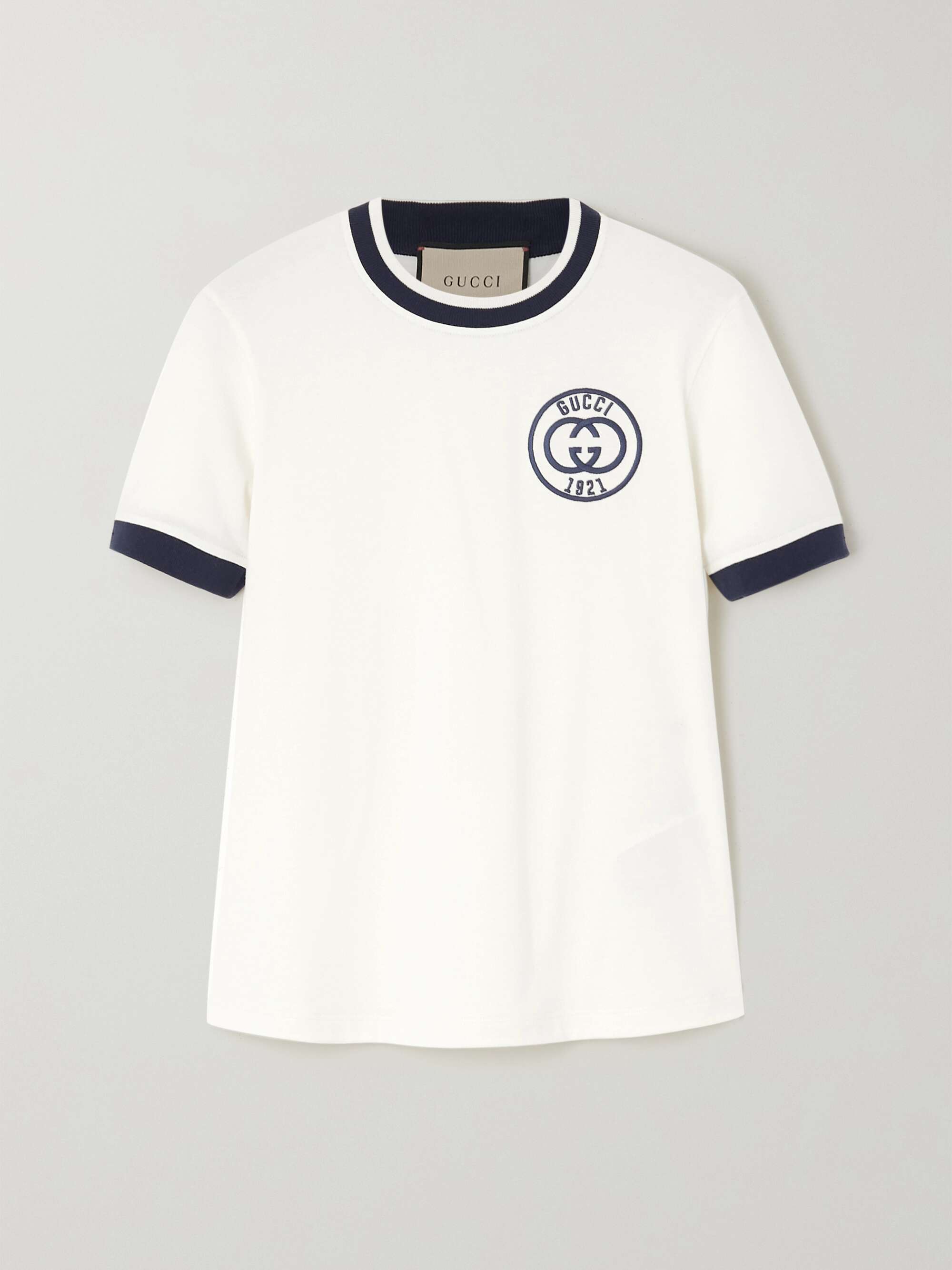 GUCCI Embroidered cotton-jersey T-shirt | NET-A-PORTER