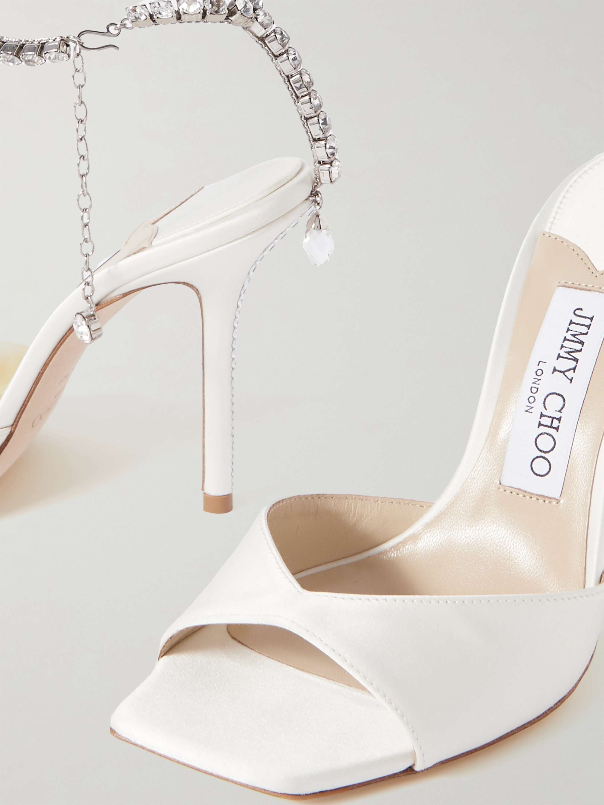 JIMMY CHOO Saeda 100 crystal-embellished satin sandals | NET-A-PORTER
