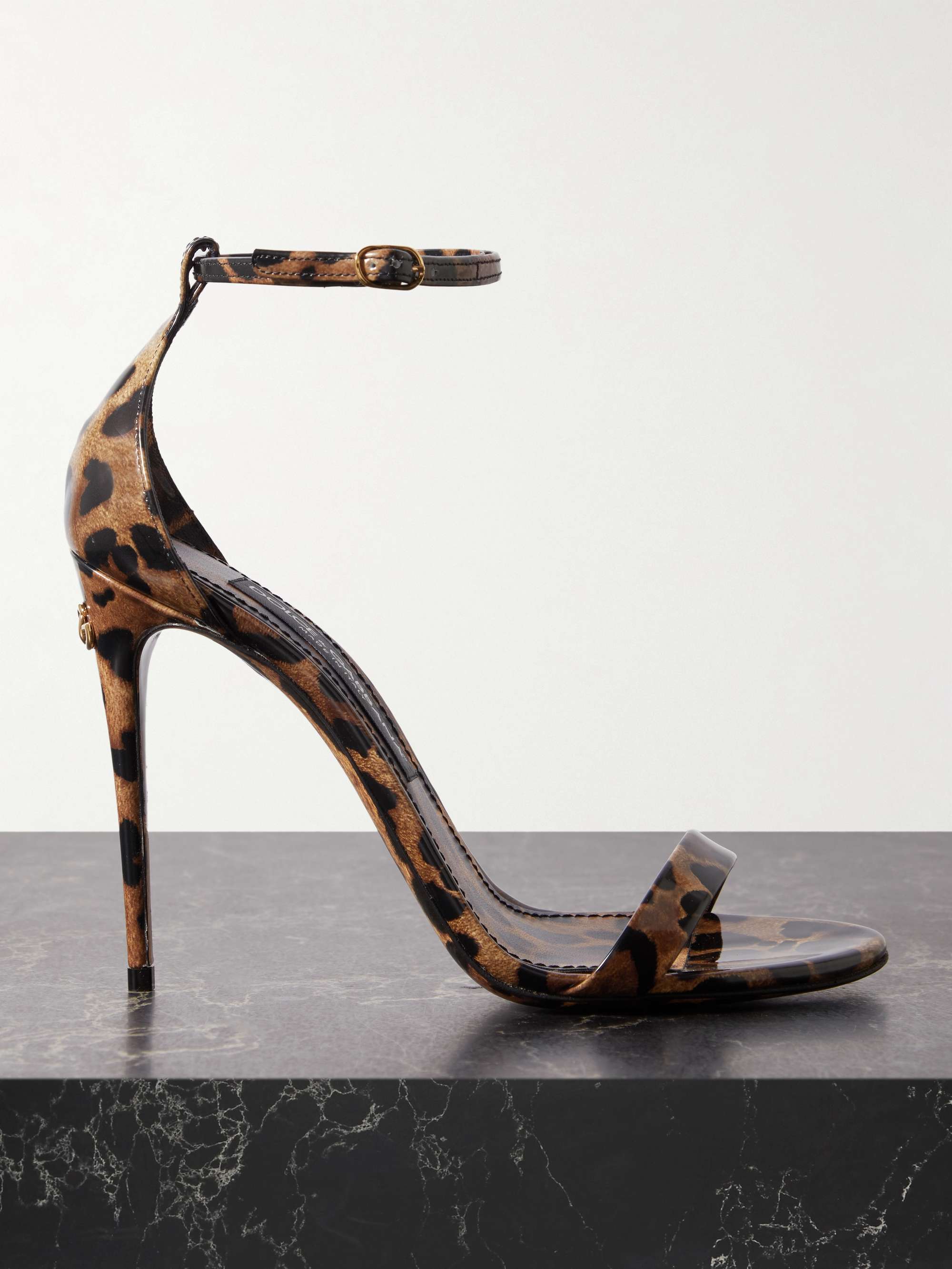 DOLCE&GABBANA Leopard-print patent-leather sandals | NET-A-PORTER