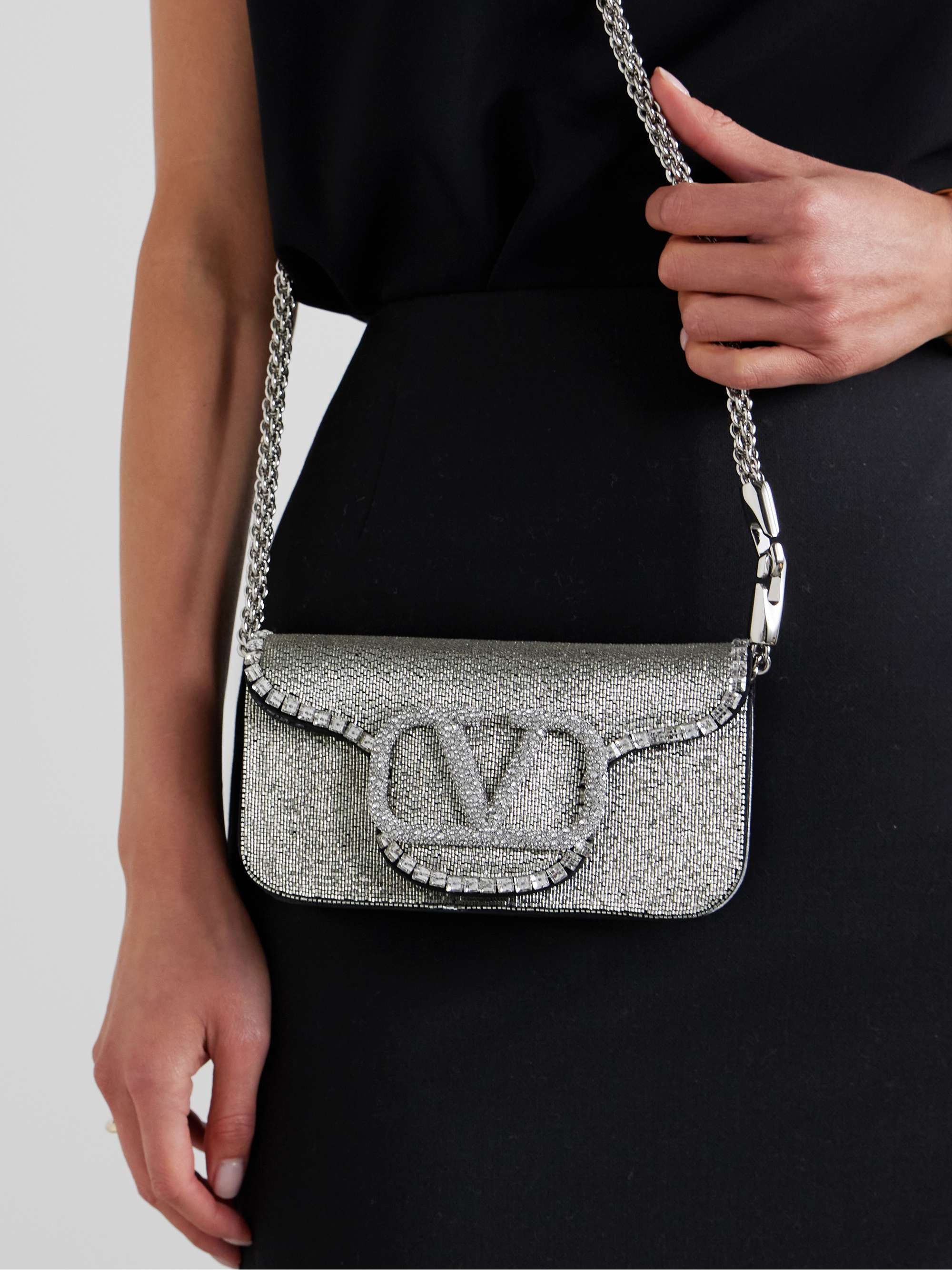 VALENTINO GARAVANI Locò VLOGO small embellished leather shoulder