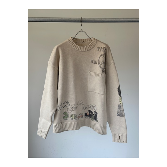 KAPITAL (キャピタル) 5G綿ニットクルーセーター（メモリアルペイント