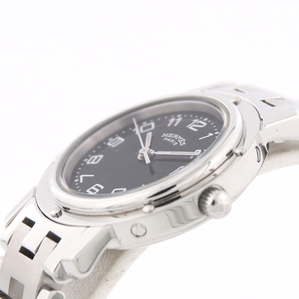 HERMES ヴィンテージ エルメス クリッパー SS ブラック文字盤 CL4.210